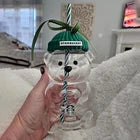 2026 Starbucks Christmas Bear Glass Cold Cup 20oz With Straw – Holiday Bearista Coffee Cup