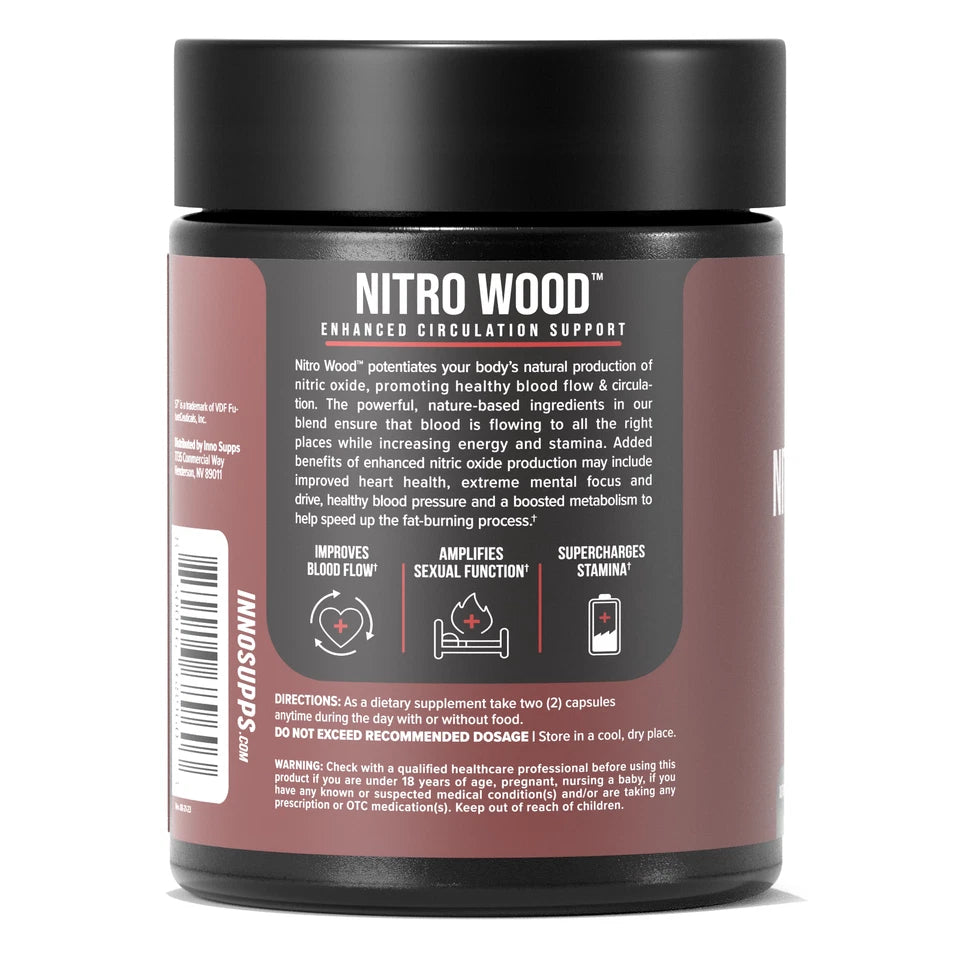 Inno Supps Nitro Wood Nitric Oxide & Blood Flow Support – 60 Vegetarian Capsules