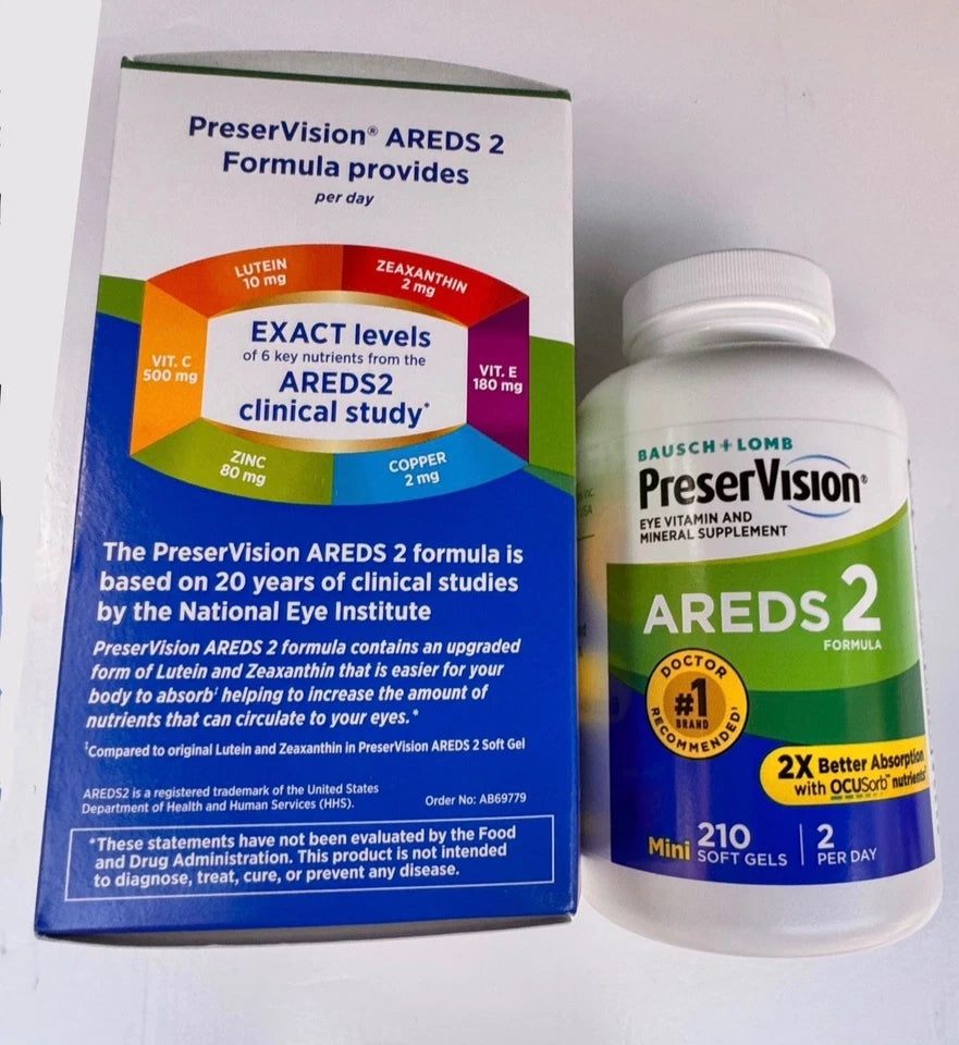 PreserVision AREDS 2 Eye Vitamins 210 Mini Soft Gels – Lutein, Zeaxanthin, Vitamins C & E, Zinc & Copper