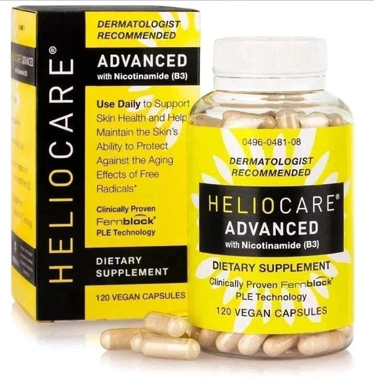 Heliocare Advanced Niacin B3, Heliocare supplement, Niacin B3 supplement, Vitamin B3 supplement, Fernblock PLE supplement, skin health supplement, antioxidant supplement, beauty supplements, Heliocare 120 count, dietary supplement for adults