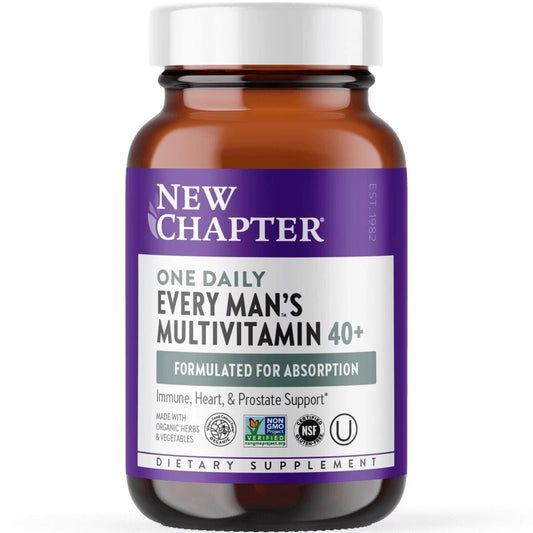 New Chapter multivitamin, Every Man's One Daily 40+, men's multivitamin, men's vitamins 40+, multivitamin for men over 40, daily men's multivitamin, New Chapter men's vitamins, men's daily vitamins, 40 plus multivitamin, men's wellness supplement, multivitamin tablets, 48 count multivitamin